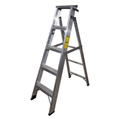 TWO IN ONE LADDER: A-MODE HEIGHT:1.5MTR - STRAIGHT MODE HEIGHT:2.6MTR - STEPS+TOP:4+1